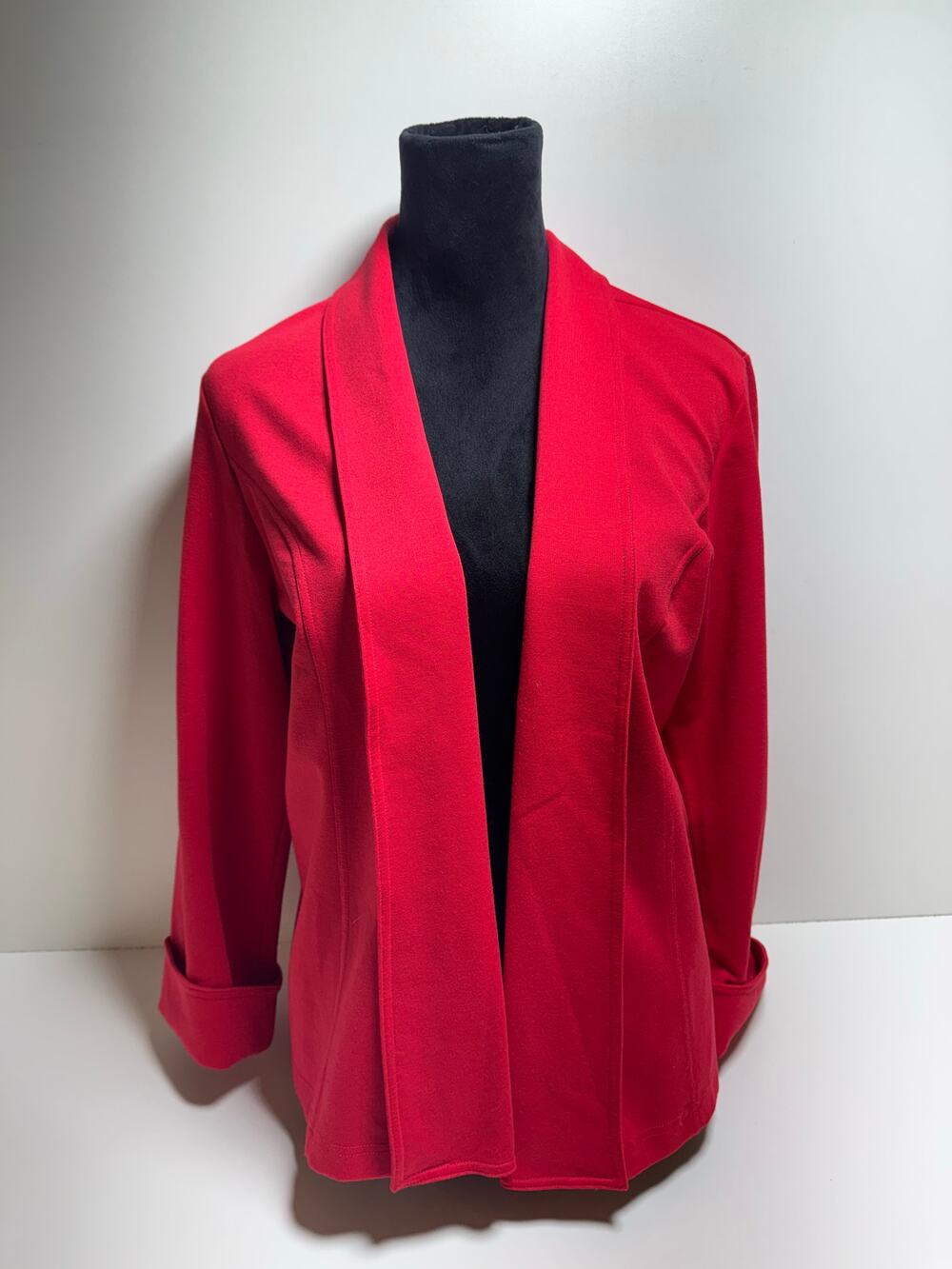 Chico’s Women’s Blazer Sz 2 Career Open Front US 12 Classic Red Preppy